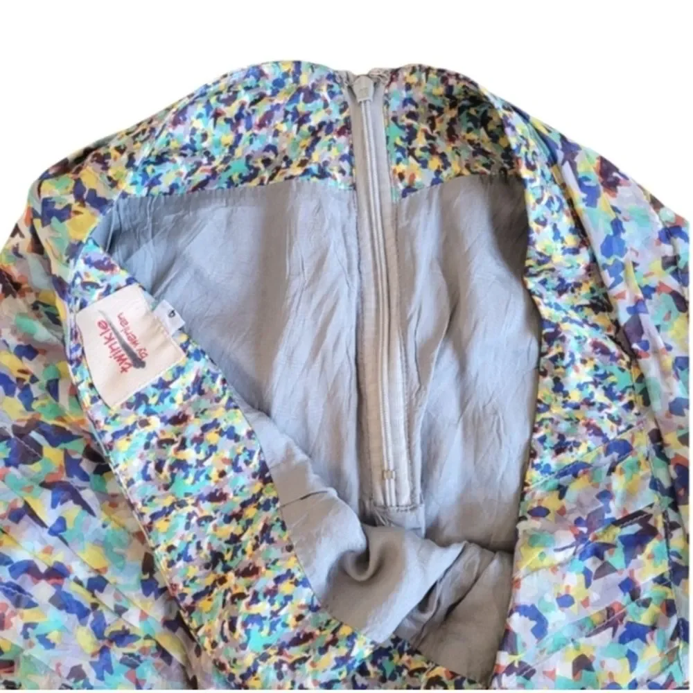 Twinkle 100% Silk Abstract Print Mini Skirt Blue Purple 4
